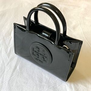 Tory Burch Mini Ella Bio Patent Tote Black NWOT